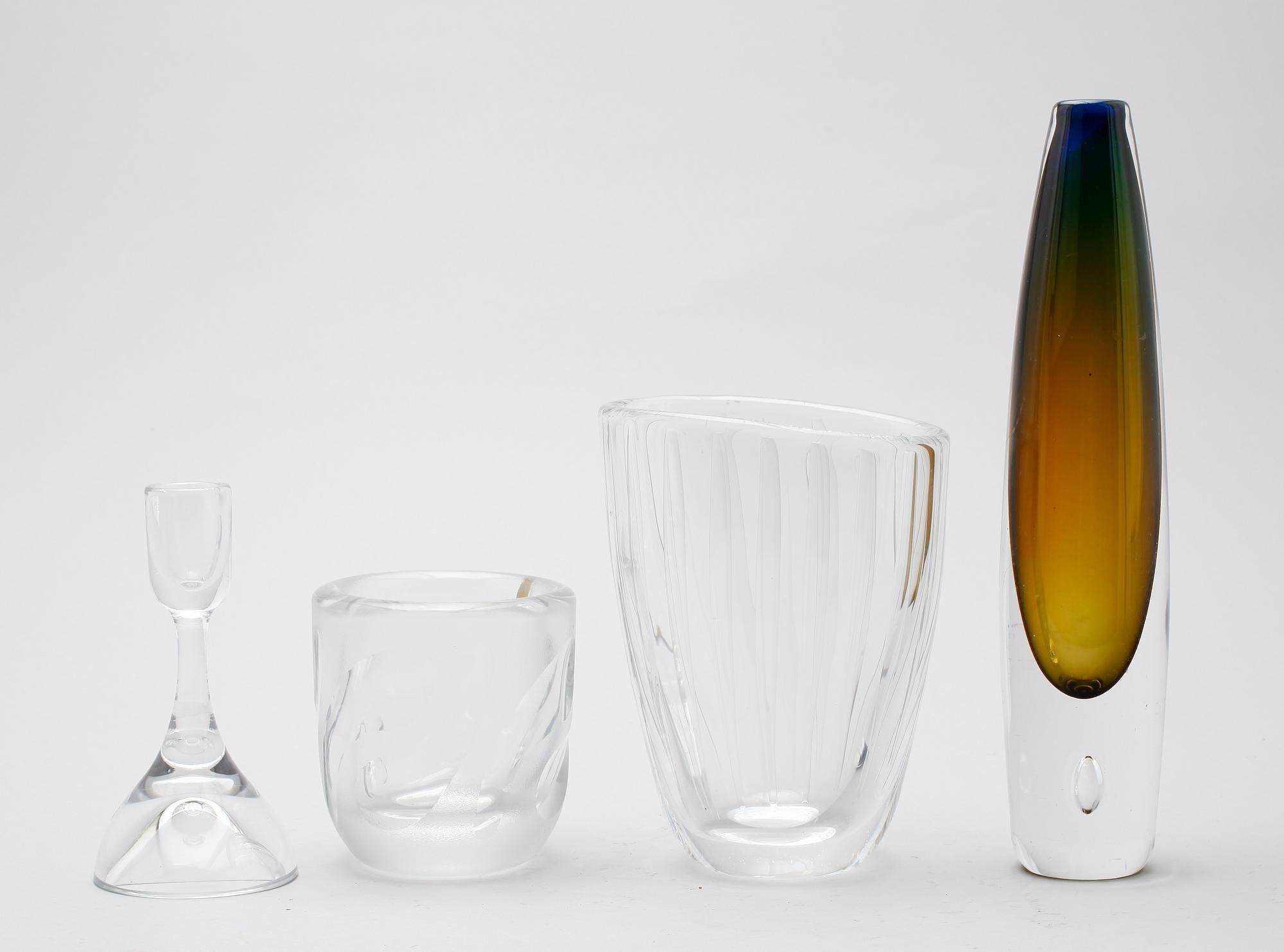 SAMLING GLASFÖREMÅL, 4 del, design Vicke Lindstrand Orrefors.