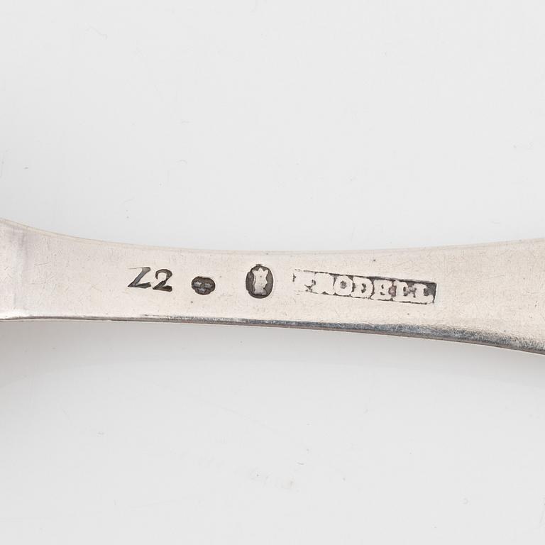 Skedar, 6 st, silver, 1700-1800-tal.