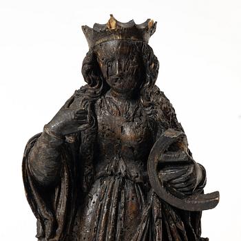 Sculpture, wood, Southern Europe, 16th/17th century. Catherine of Alexandria.
