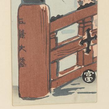 Tomikichirō Tokuriki, Motif of a temple and sculpture.