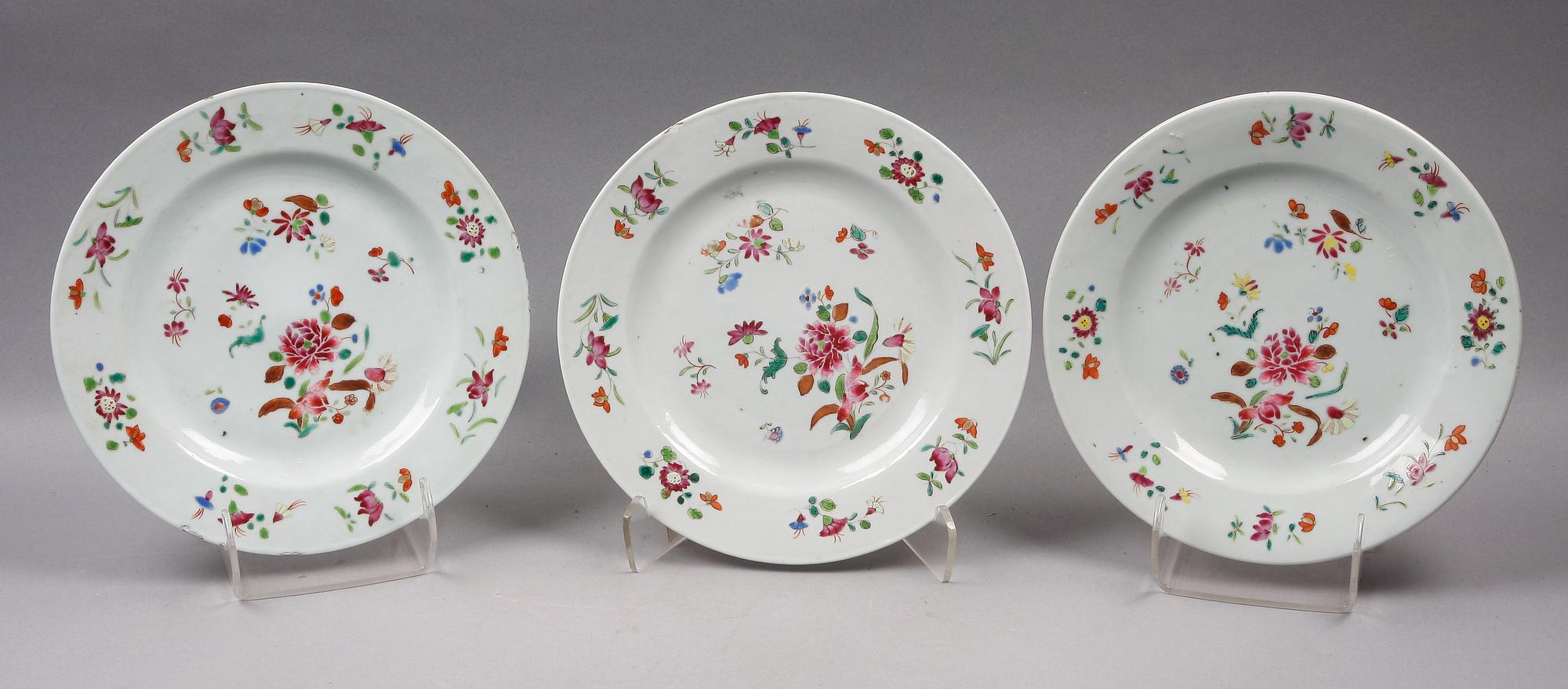 TALLRIKAR, 6 st, porslin. Qing dynastin. Qianlong (1736-95).