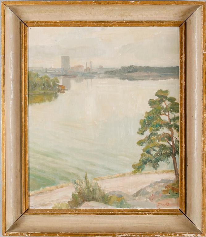 DONALD WILLIAM-OLSSON, olja på pannå, monogramsignerad.