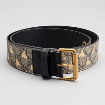 GUCCI, "Formal Squared Ggg Supreme Canvas Bee Belt", skärp.