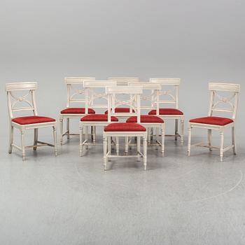 Eight late 20th century Gustavian style chairs.