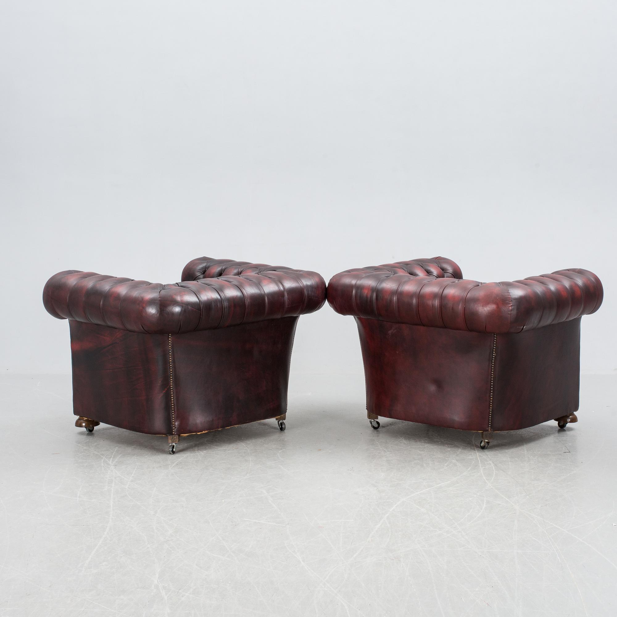 SOFFGRUPP, 3 delar, Chesterfield-stil. 1900-talets slut.