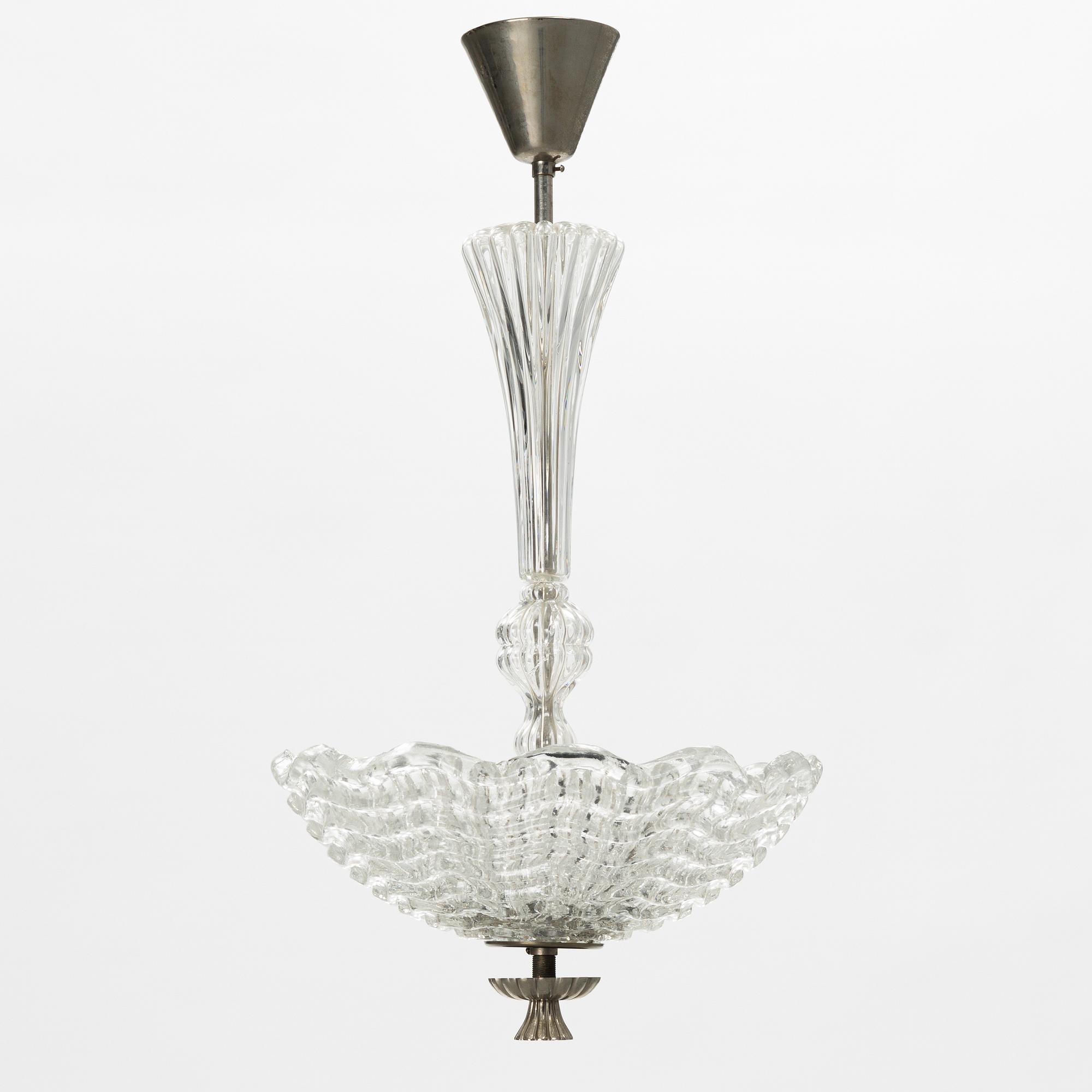 An Orrefors glass ceiling light, mid 20th Century.