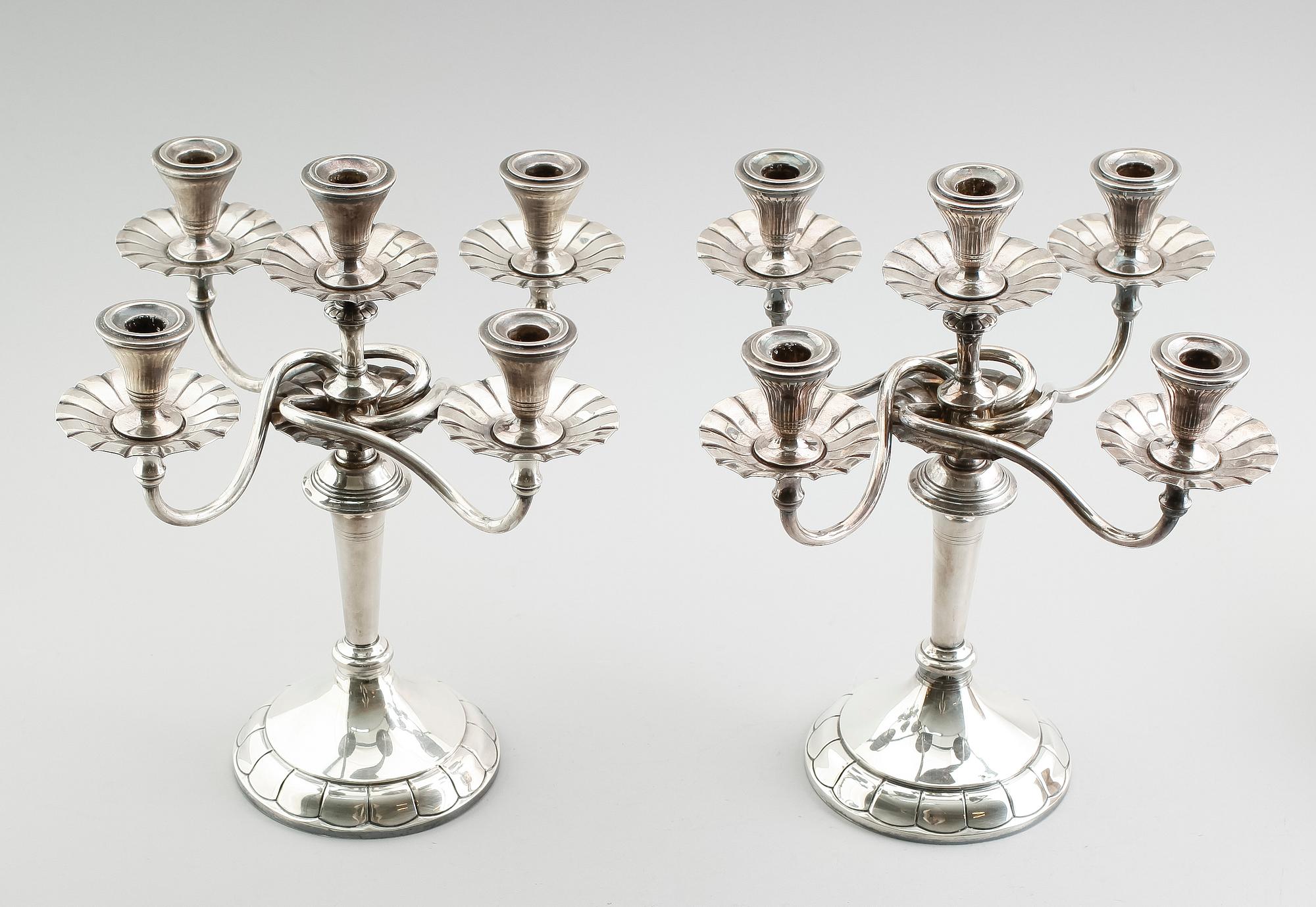 KANDELABRAR, 1 par, silver, sannolikt Spanien, 1900-tal.