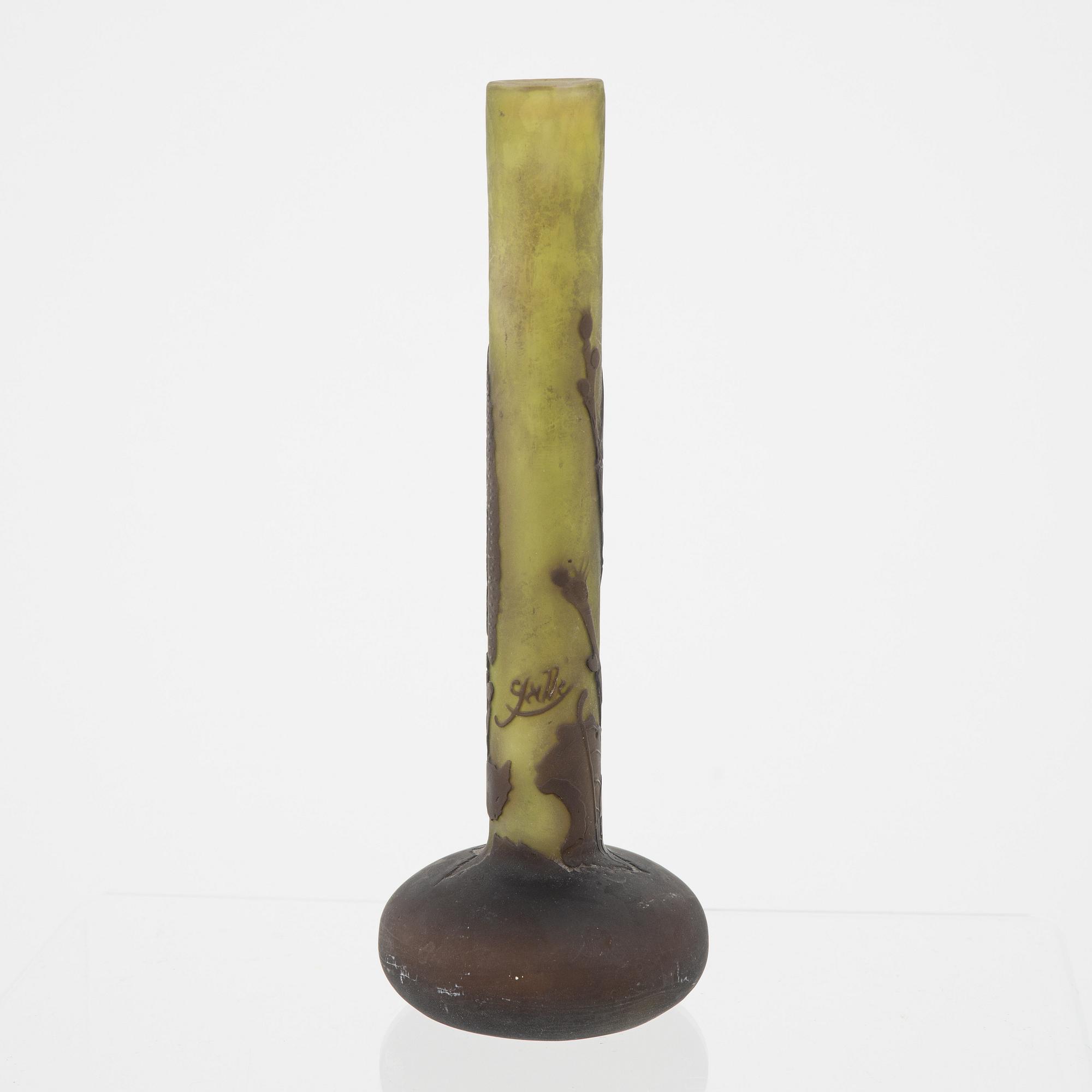 Emile Gallé, vas, överfångsglas, Jugend, Nancy, Frankrike.