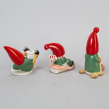 A set of three stoneware candlesticks/figurines, K-studion Gustavsberg.