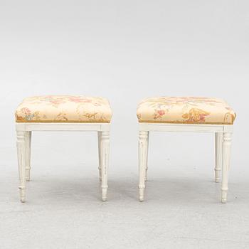 A pair of Gustavian style stools, first half of the 20th century.