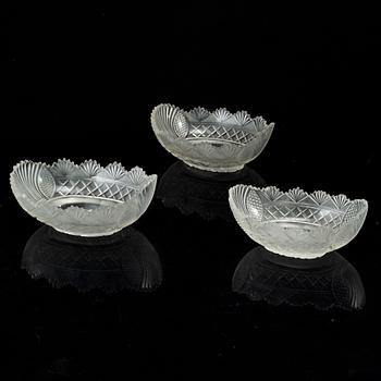 A set of three cut glass bowls, England, 19th Century.