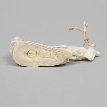 Erik Norberg, antler figurines figurines, signed with monogram and dated -57, -58 and -60.