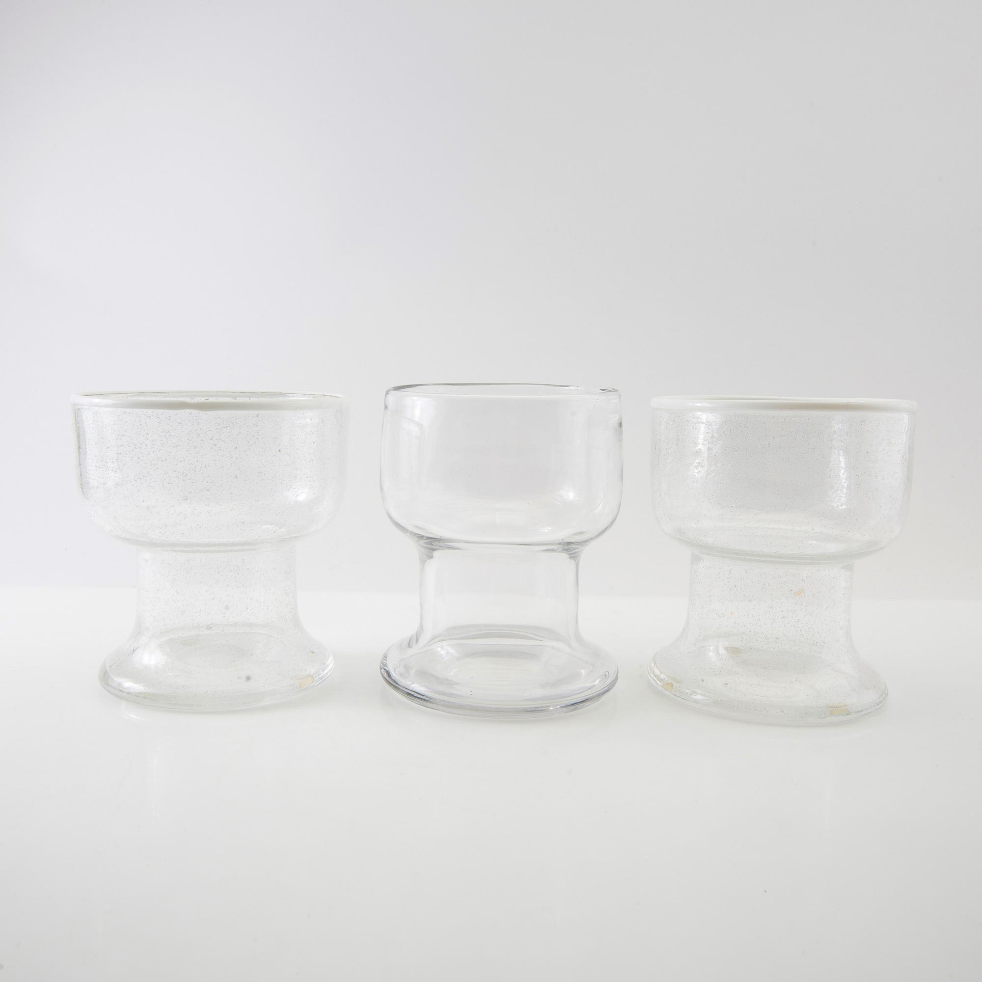 Signe Persson-Melin, Bowls 3 pcs Kosta Boda late 20th century.