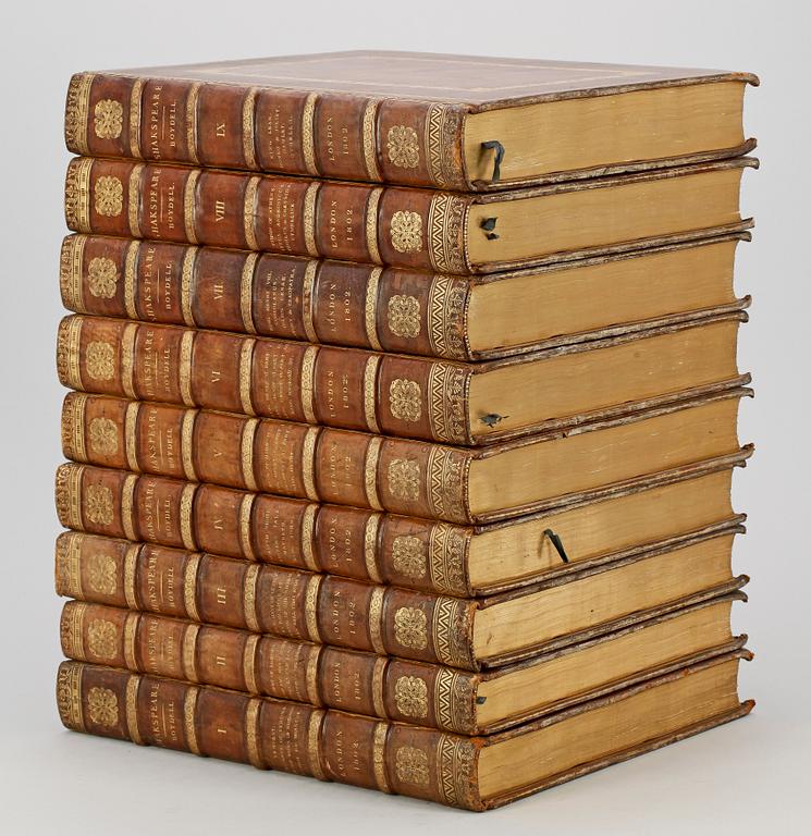 WILLIAM SHAKESPEARE (1564-1616), vol I-IX, "The Dramatic Works of Shakespeare, London 1802.
