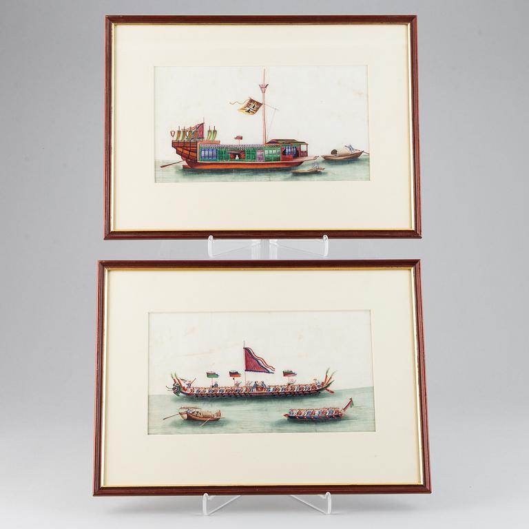 A set of 8 paintings on rice paper by unkonwn Chinese artist, Qing dynasty, 19th Century.