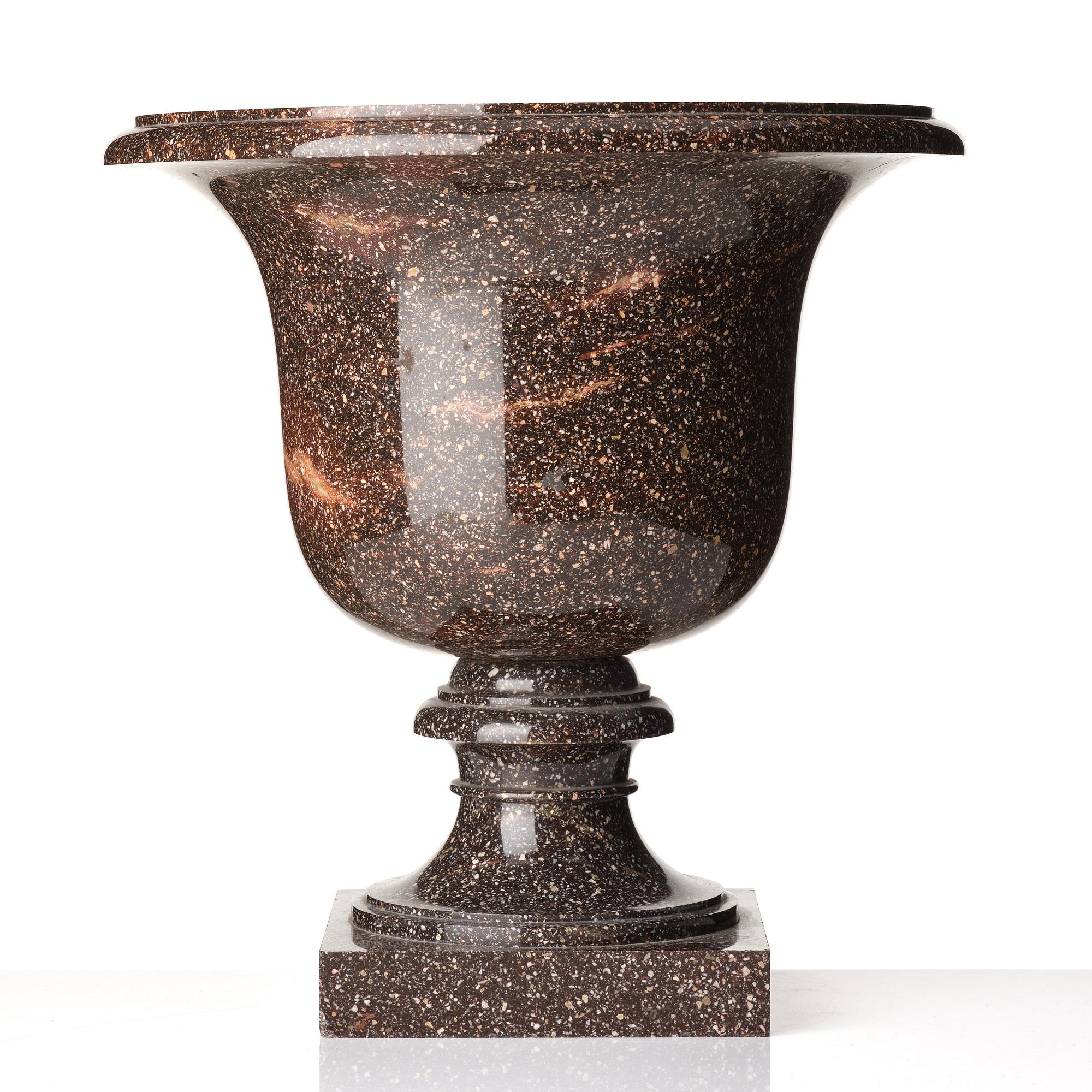 A Swedish early 19th century porphyry urn.