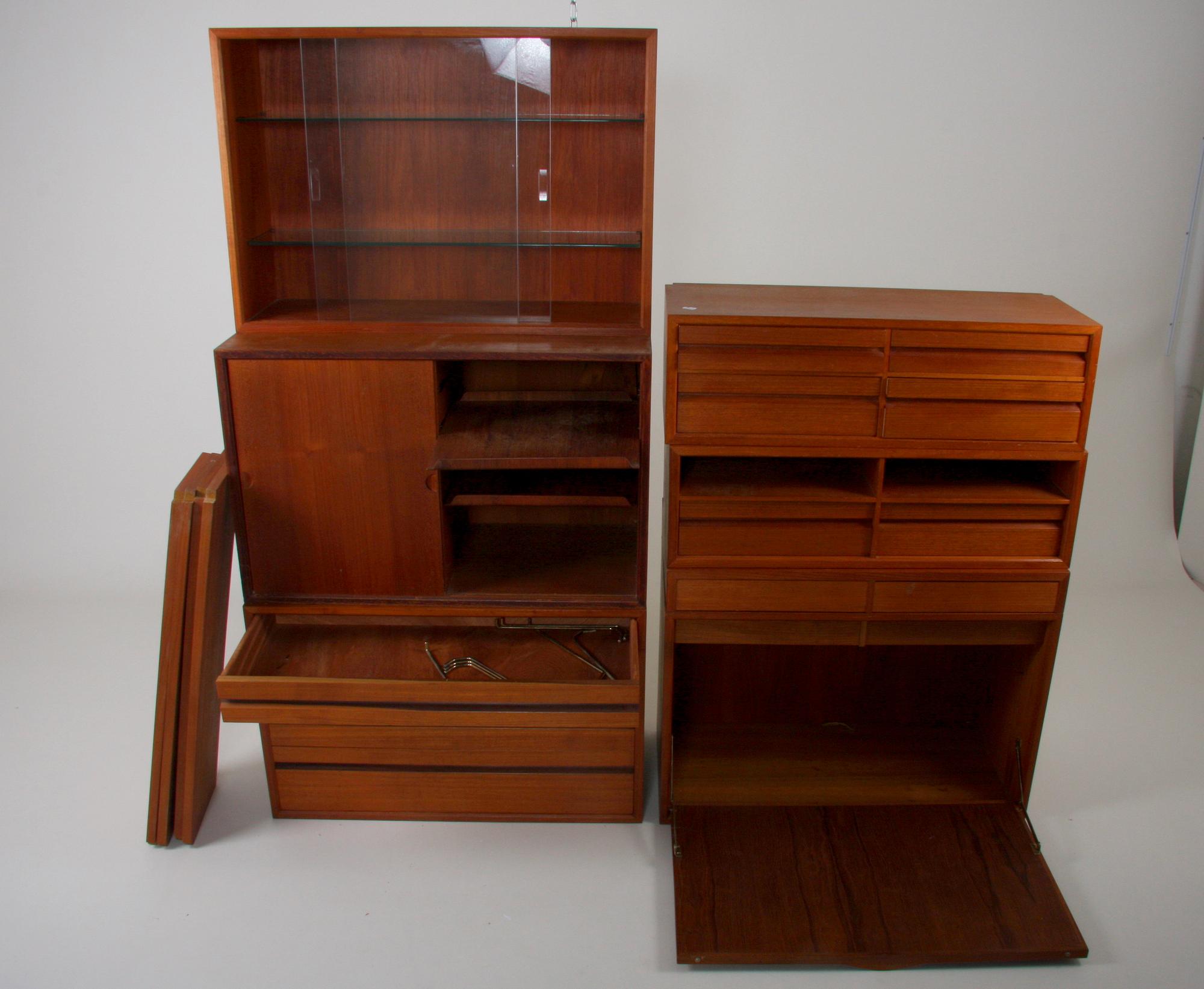 SEKTIONER TILL HYLLSYSTEM, teak.