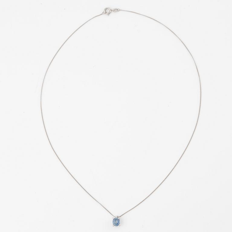 Collier 14K vitguld med safir.