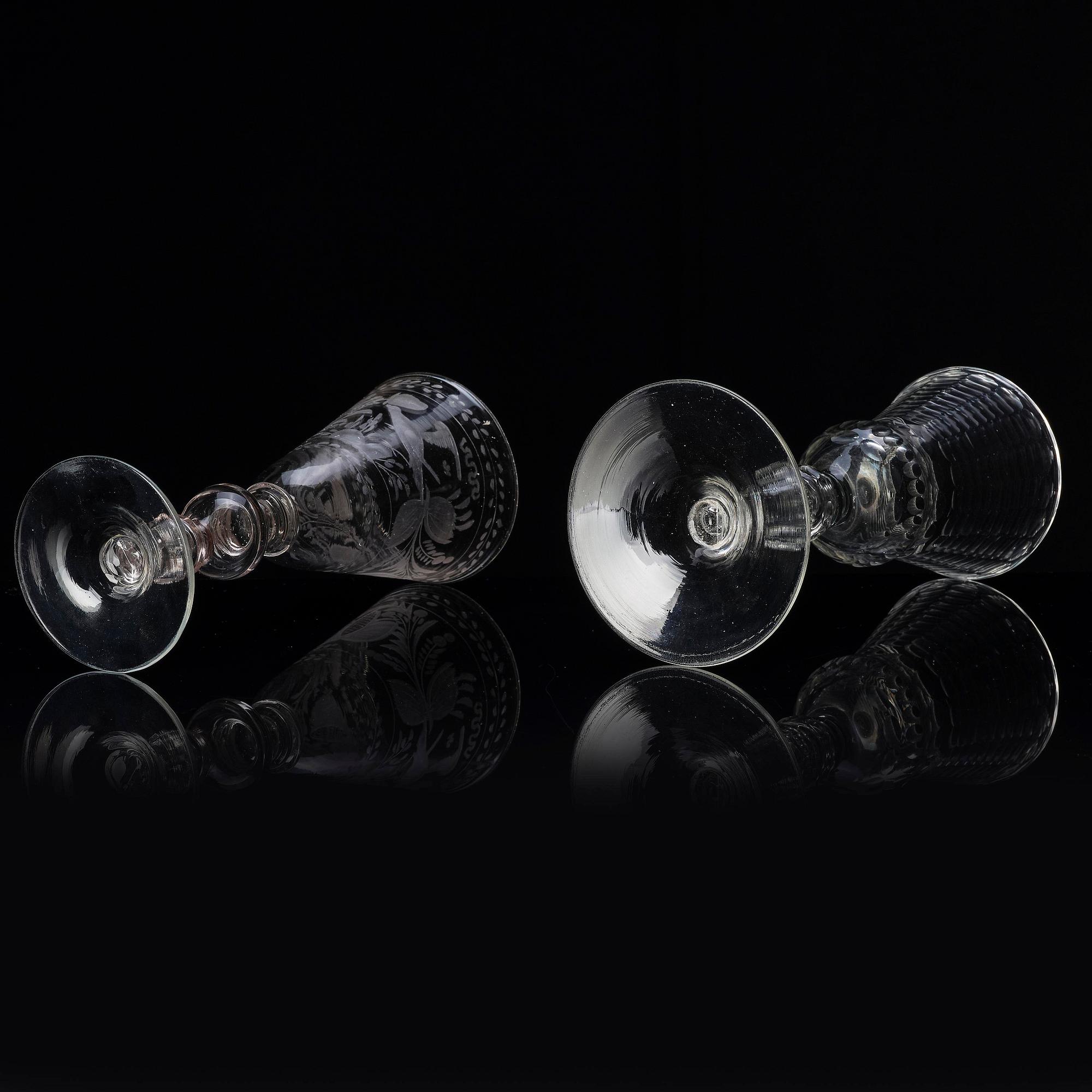 A german cut glass beaker, and a an engraved beaker, 18th century.