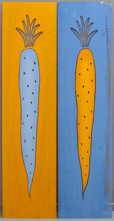 Fredrik Renvall, acrylic on plexiglass, diptyk, signed 1999.
