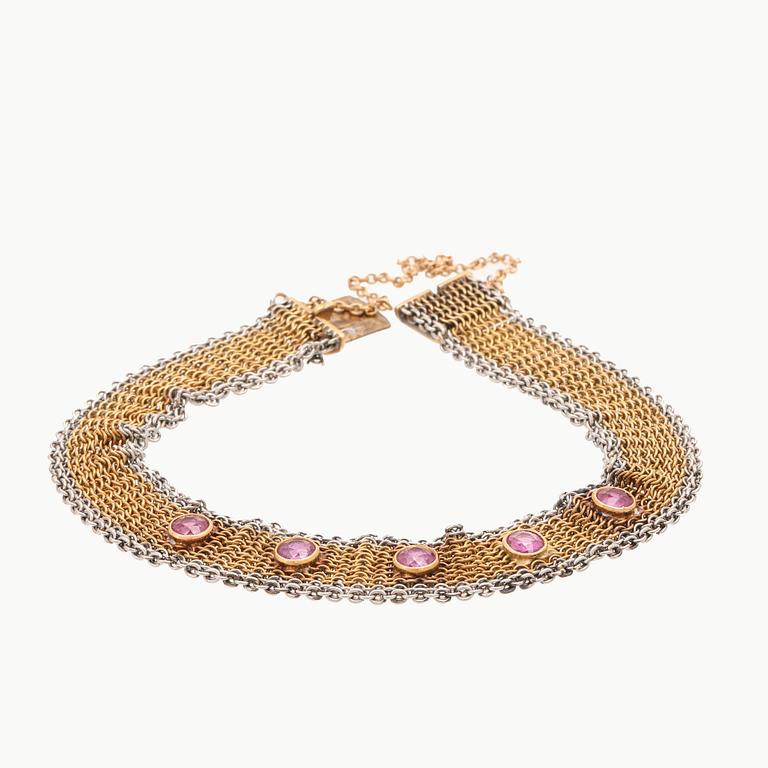 An 18K gold bracelet with old cut rubies, possibly by K Anderson Stockholm, around 1900's.