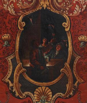 VIKSKÄRM, 4 delar, 1700-/1800-tal. Olja på duk.