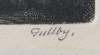 GULLBY, FOLKE, 2 delar. Etsning /torrnål, sign varav ena numr 4/50.