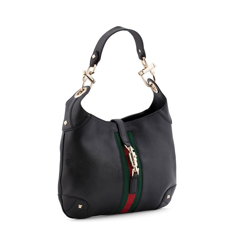 GUCCI, a black leather shoulder bag, "Jackie".