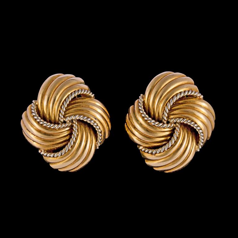A pair of gold earclips, 1950's.