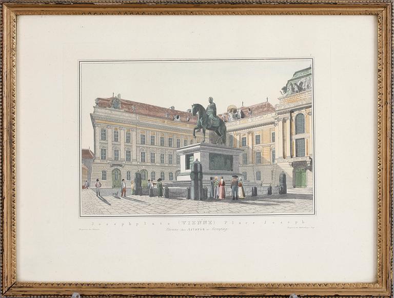 GRAVYRER, 5 st, samtliga med motiv från Vienne, 1800-talets första hälft.