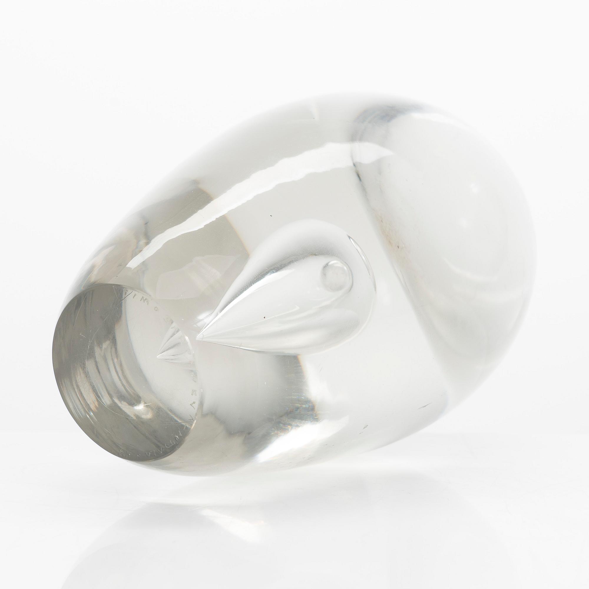 Timo Sarpaneva, skulptur, "Tåren", modell 3575, signerad Timo Sarpaneva Iittala -57.