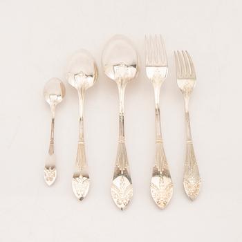 A Swedish set of 27 pcs of silver cutlery msotly CG Hallberg Stockholm early 1900s weight of sivler in total 1530 grams.