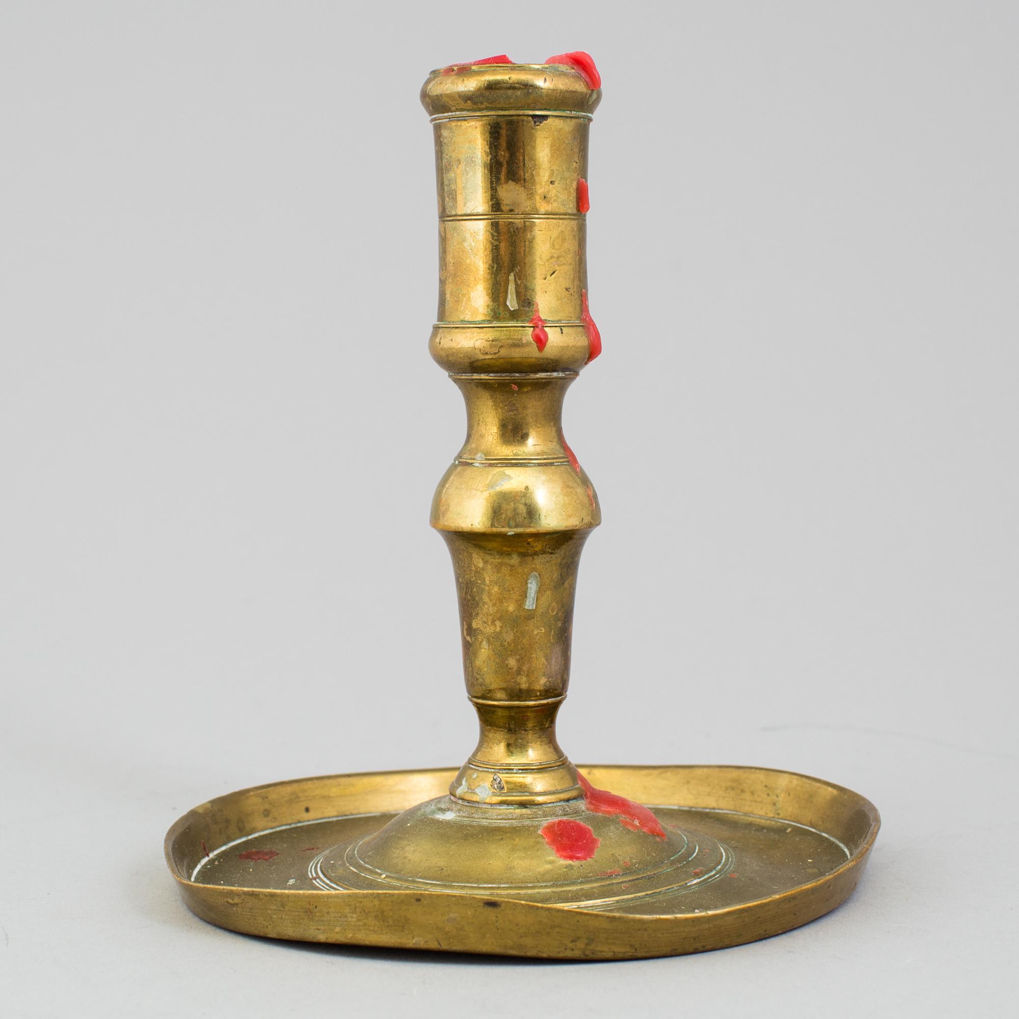 LJUSSTAKE, mässing, barock Sverige, 1600-tal.