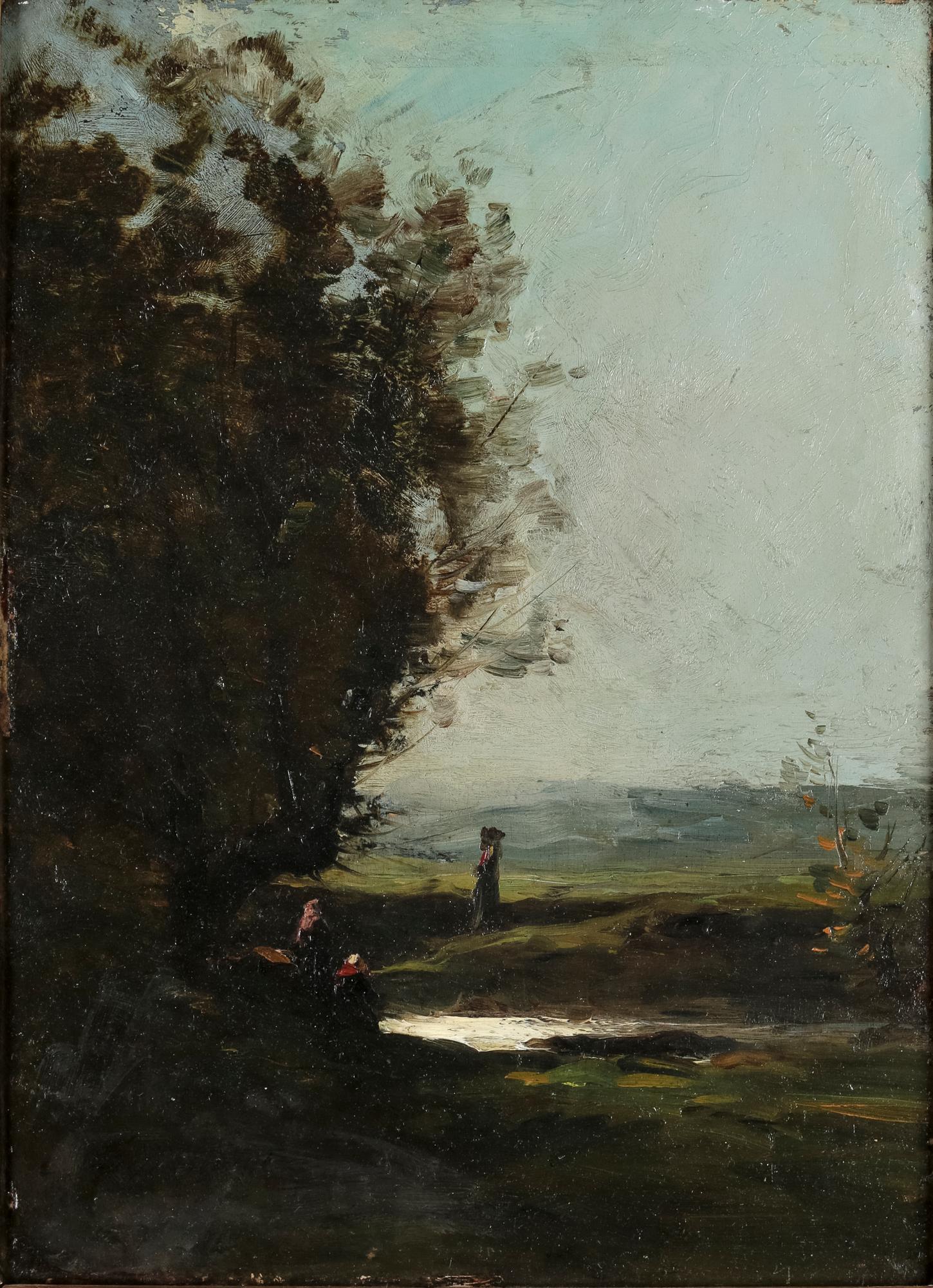 OKÄND KONSTNÄR 1800-TAL, Olja på pannå, ej signerad.