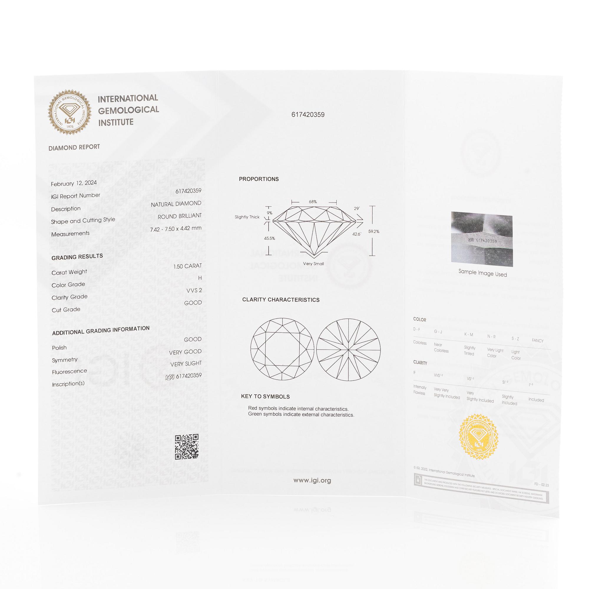 Ring in 18K white gold set with brilliant-cut diamonds. Accompanied by IGI report.