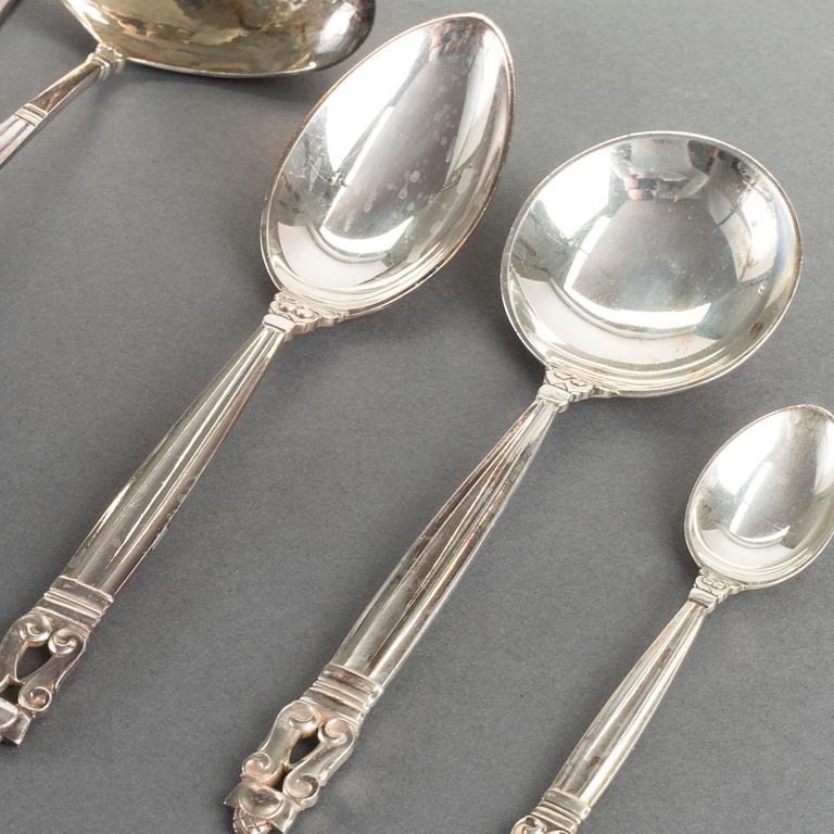 A Danish set of 48 pcs of sterling cutlery, Johan Rohde for Georg Jensen Denmark 20th century total weight ca 2420 gr.