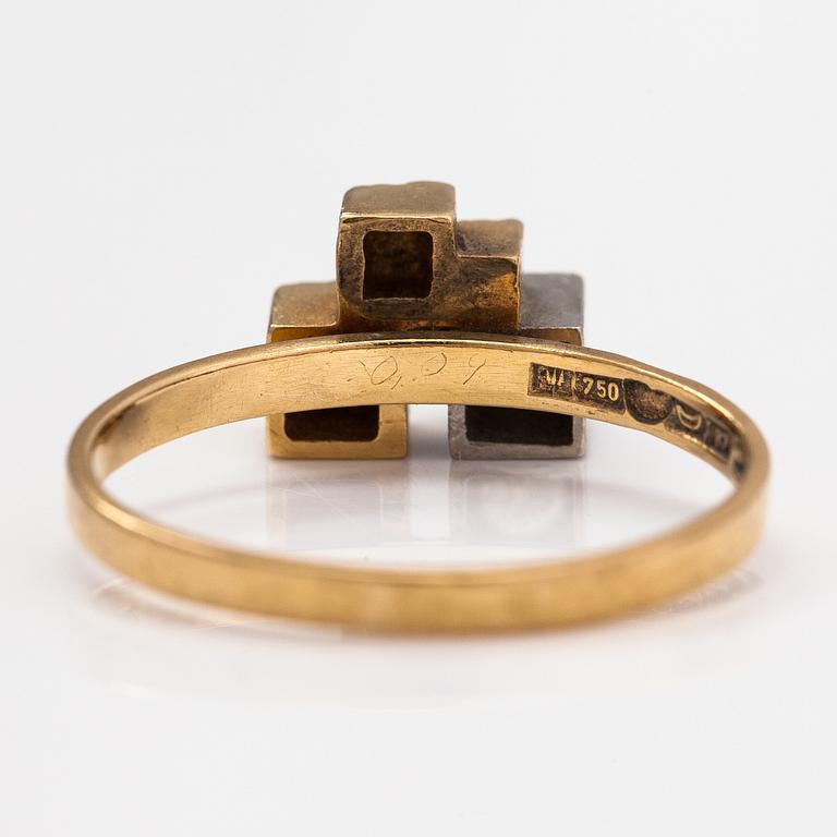 Björn Weckström, Ring "Guldtorn", 18K guld, diamant ca 0.09 ct. Lapponia 1970.