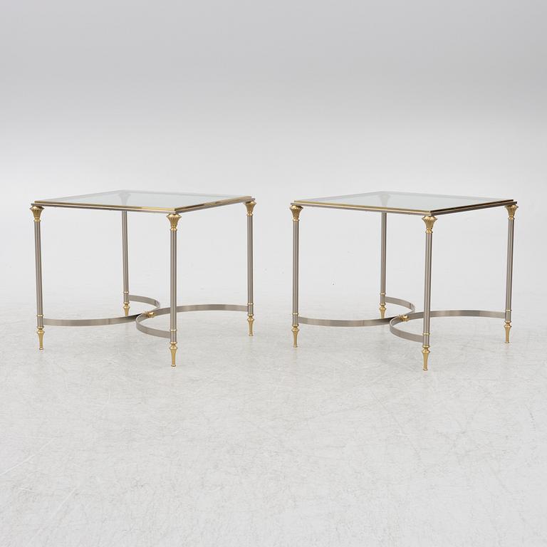 A pair of brass and glass sidetables, mid20th/second half of the 20th century.