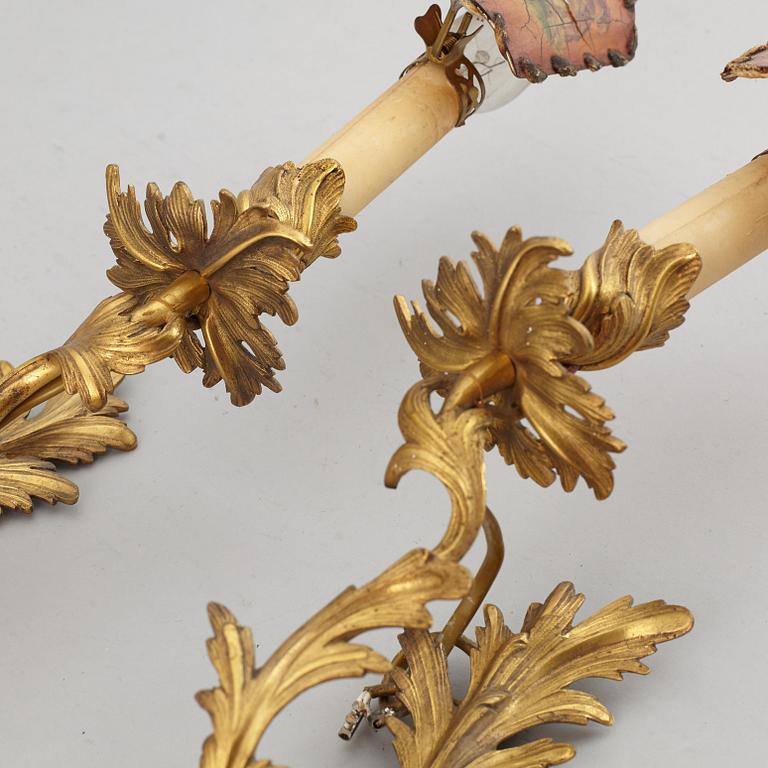 APPLIQUER, för ett ljus, ett par, mässing, Louis XV-stil 1900-tal.