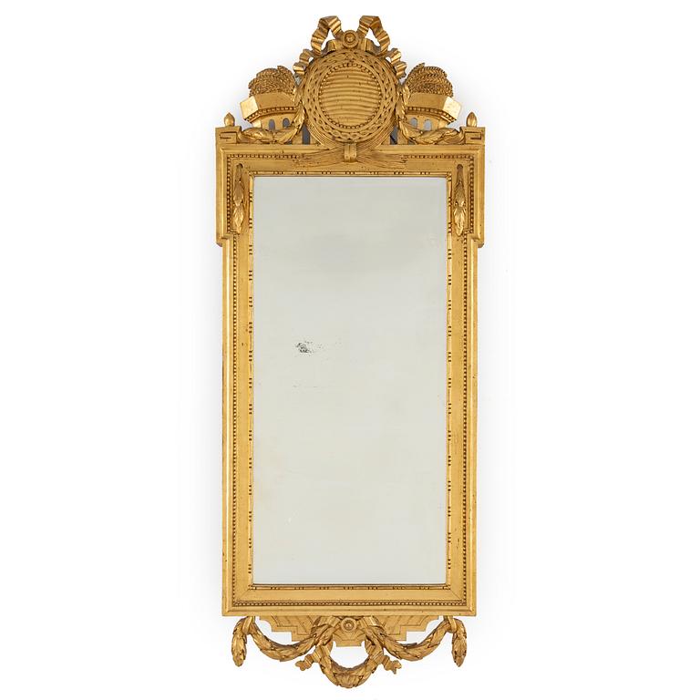 A Gustavian mirror, late 18th century.