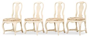 Four Swedish Rococo 18th century chairs.