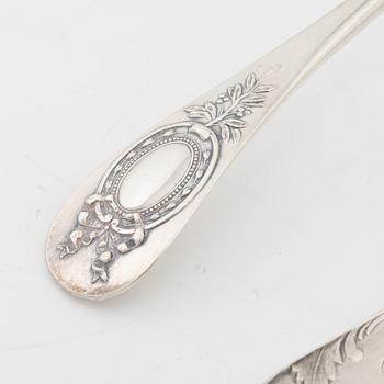 A Swedish silver serving spoon and ladle, marks of A Lundqvist, Stockholm 1842 and A Ambrosius, silver, Stockholm 1884.