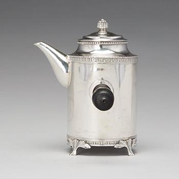 Johan Abraham Hallard, kaffekanna, silver, Stockholm 1788. Gustaviansk.