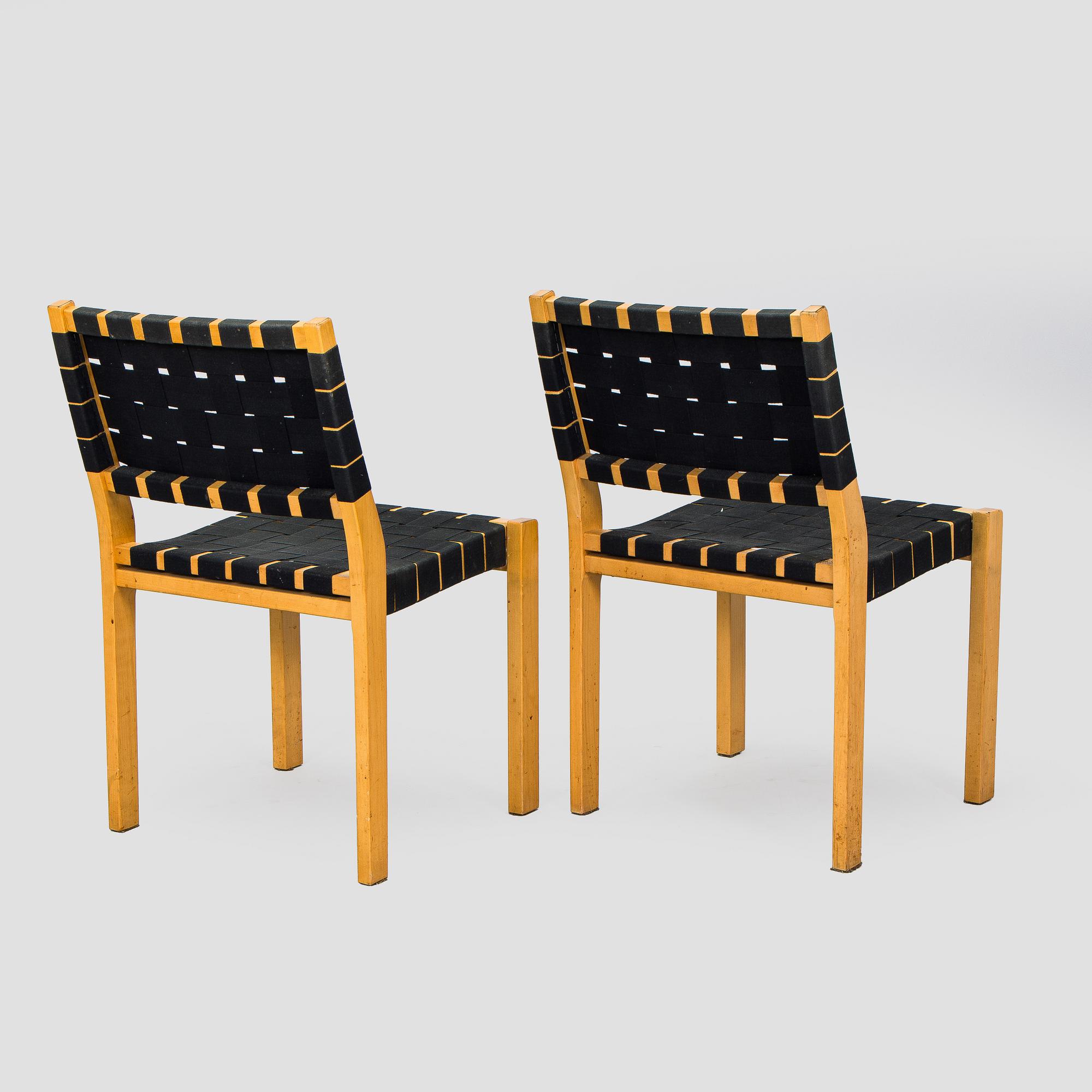 Alvar Aalto, tuolia, 6 kpl, malli 611, 1900-luvun loppu.