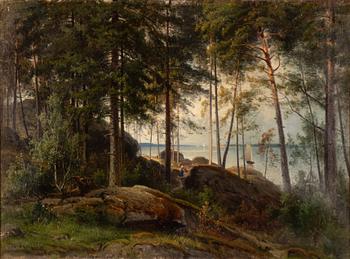 Harald Torsslow. Inland landscape with a wandering figure.