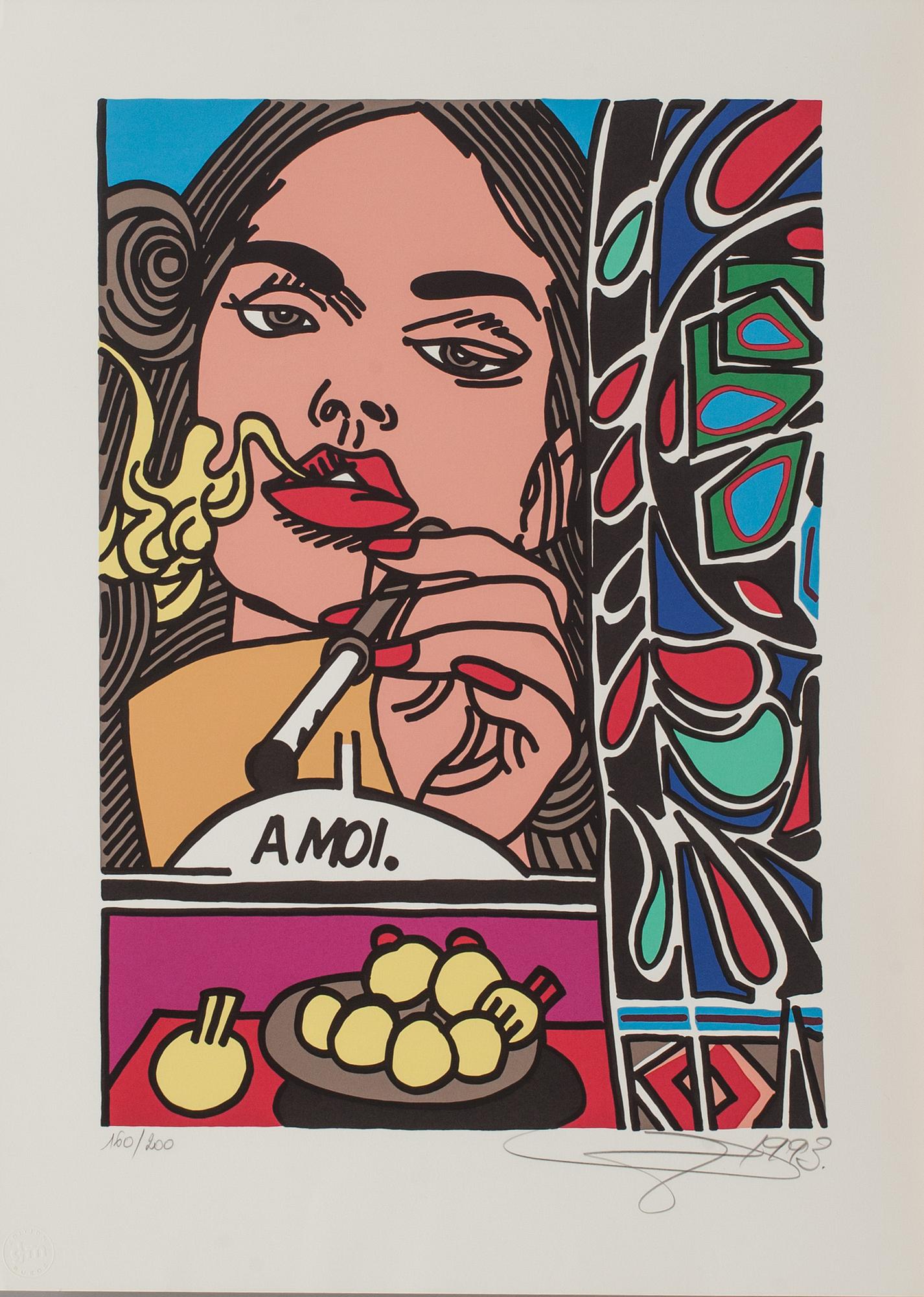 GUDMUNDUR ERRÓ, färglitografi, signerad, numrerad 160/200 och daterad- 1993.