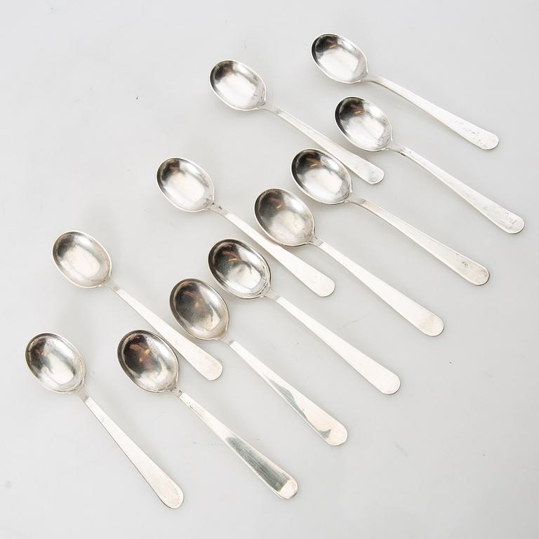 Wiwen Nilsson, teaspoons 11 pcs. silver Lund 1930s/40s.