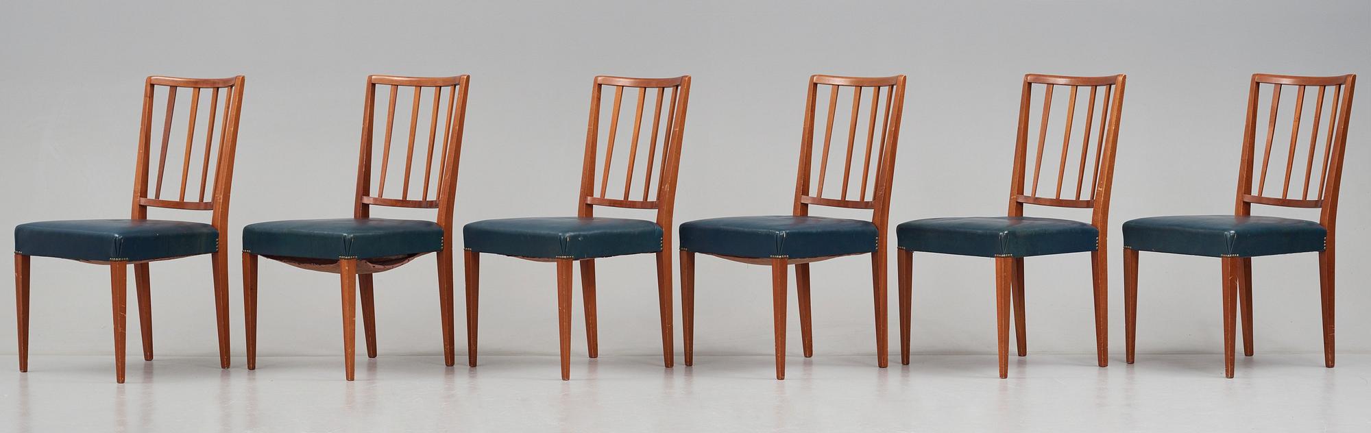 Josef Frank, a set of six chairs, model 815, for Svenskt Tenn, Sweden 1940's-50’s.