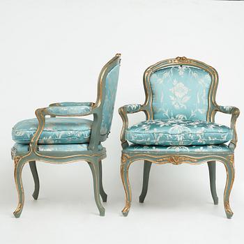 A pair of Swedish Rococo 18th century chairs.