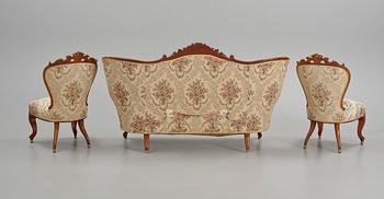 SALONGSGRUPP, 4 delar, nyrokoko, 1800-talets slut.
